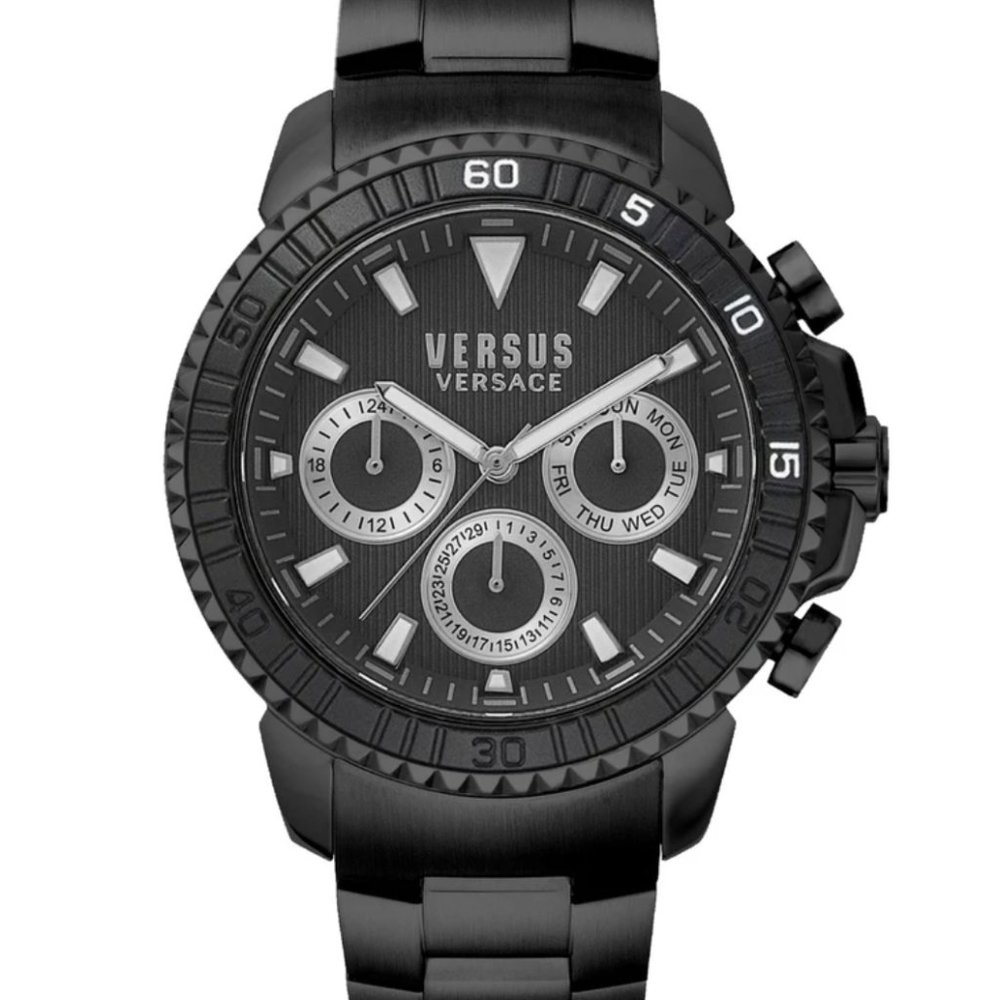 Versace Versus Black Tri-Dial 45mm Watch